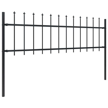 Garden Fence with Spear Top Steel 671x60 cm Black