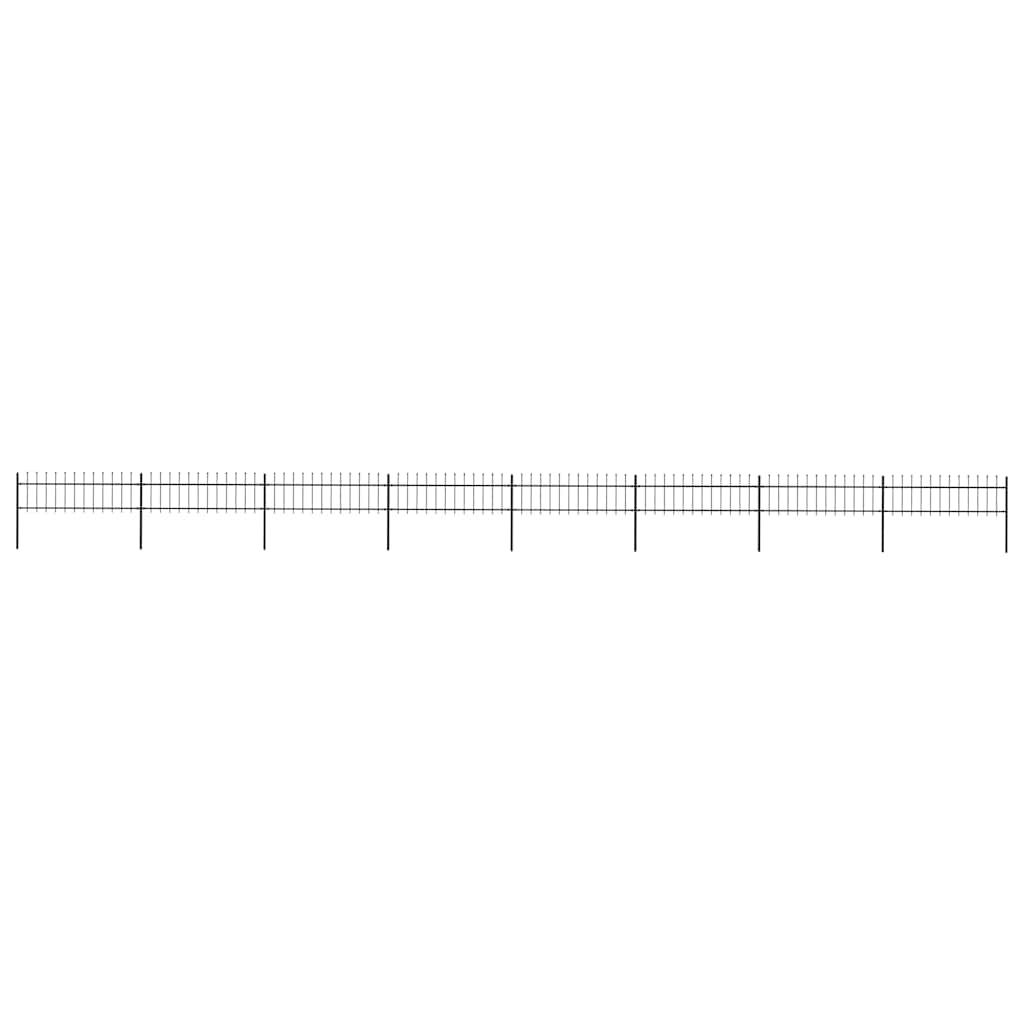 Garden Fence with Spear Top Steel 1339x60 cm Black
