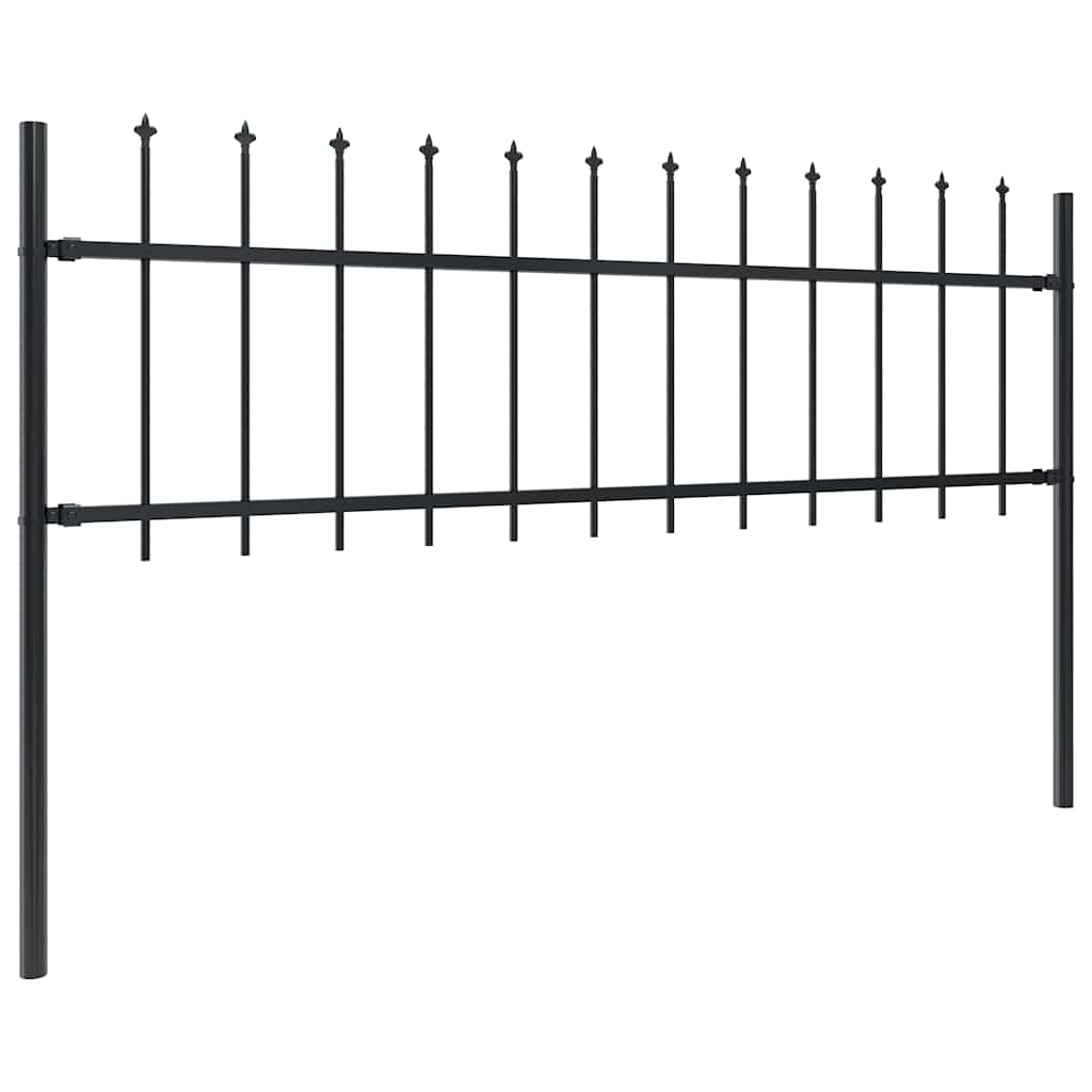 Garden Fence with Spear Top Steel 1339x60 cm Black