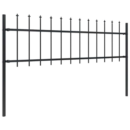Garden Fence with Spear Top Steel 1339x60 cm Black