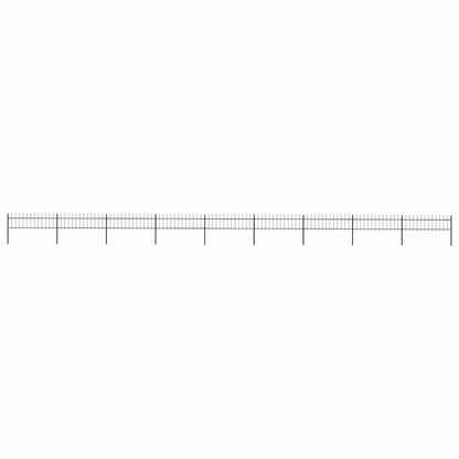 Garden Fence with Spear Top Steel 1506x60 cm Black