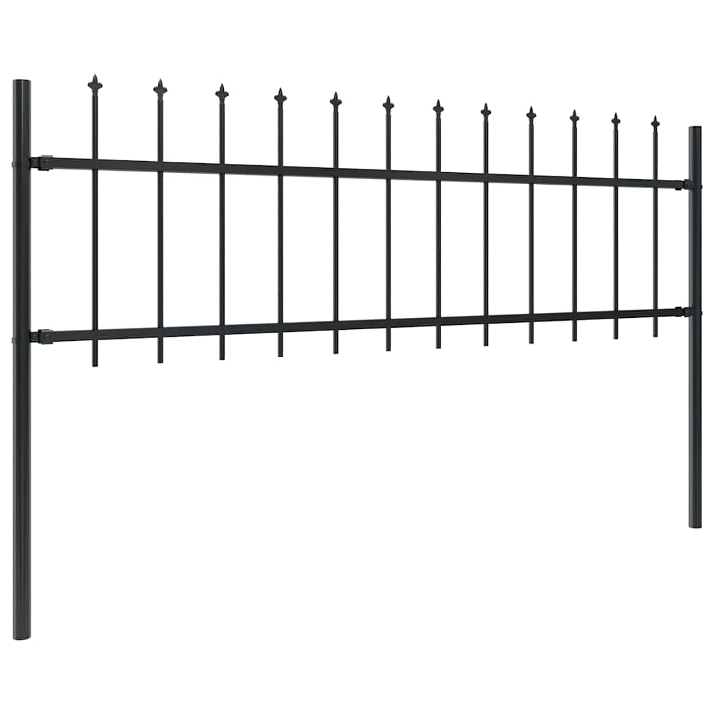 Garden Fence with Spear Top Steel 1673x60 cm Black
