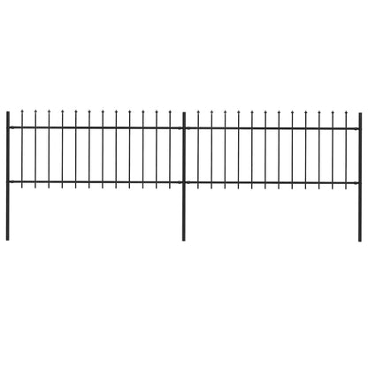 Garden Fence with Spear Top Steel 337x80 cm Black