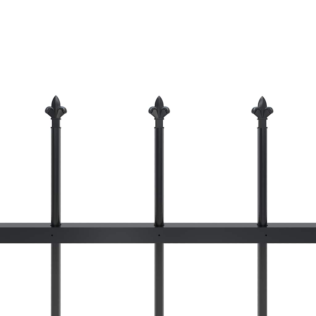 Garden Fence with Spear Top Steel 337x80 cm Black