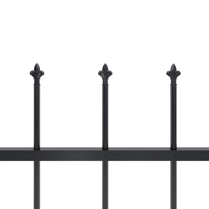 Garden Fence with Spear Top Steel 337x80 cm Black