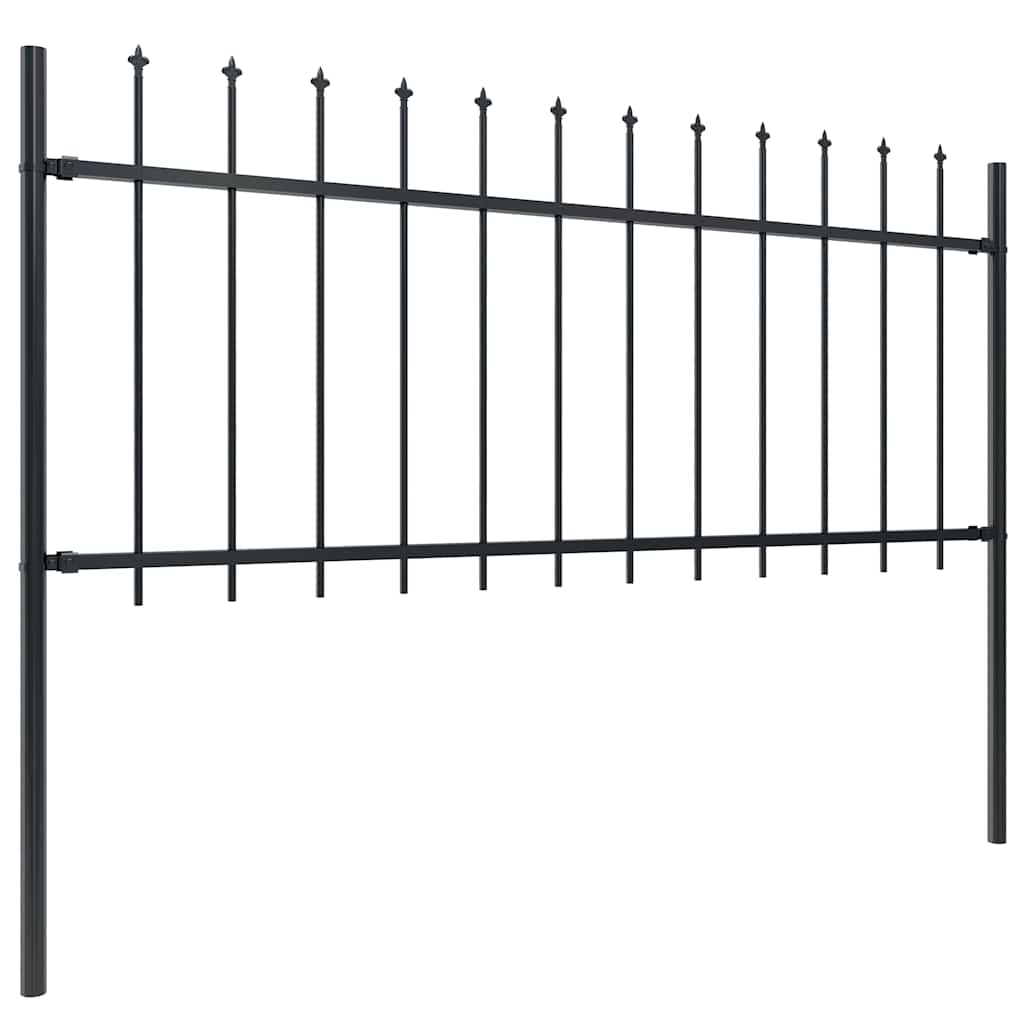 Garden Fence with Spear Top Steel 504x80 cm Black