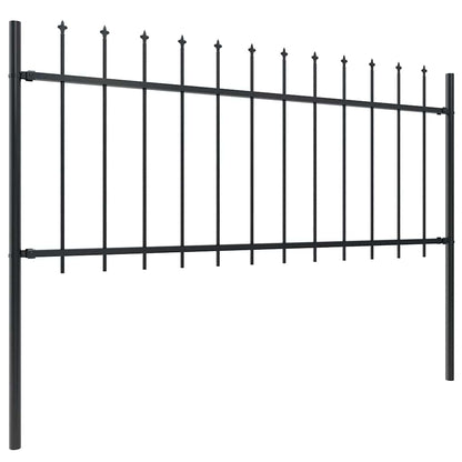 Garden Fence with Spear Top Steel 504x80 cm Black