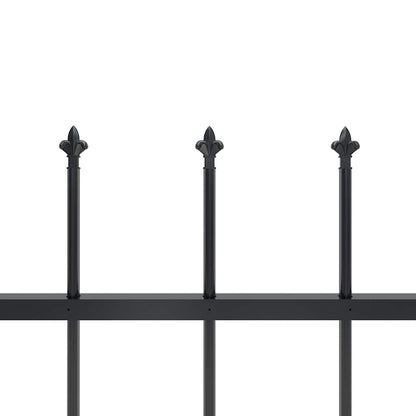 Garden Fence with Spear Top Steel 504x80 cm Black