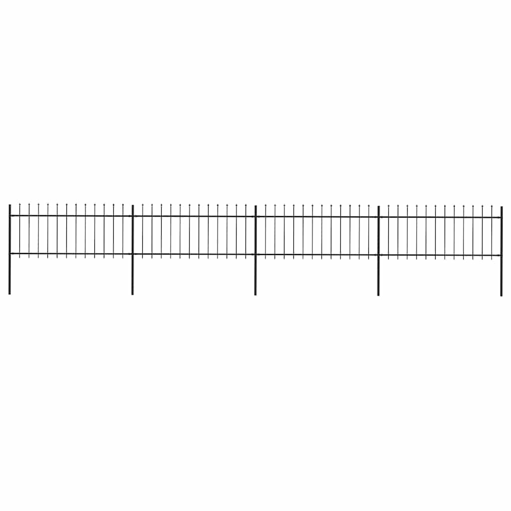 Garden Fence with Spear Top Steel 714.5x80 cm Black