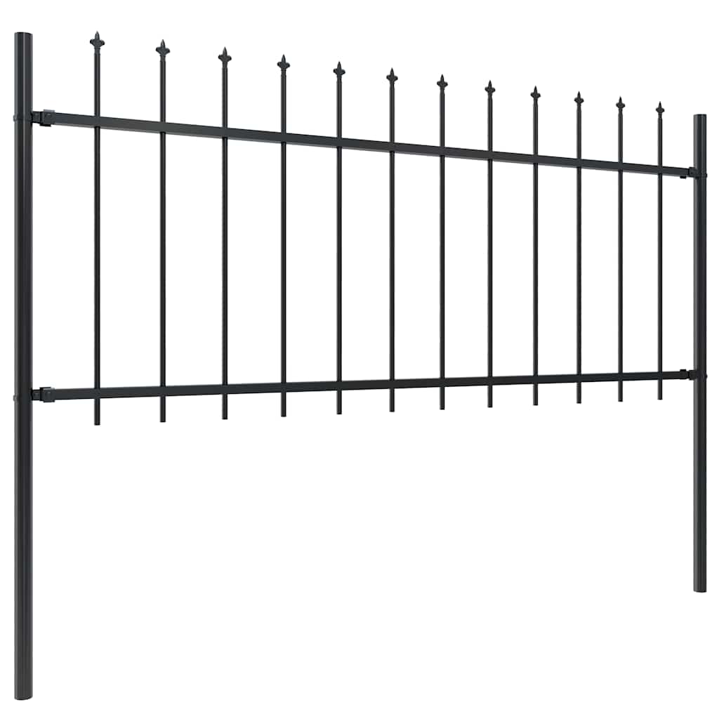 Garden Fence with Spear Top Steel 714.5x80 cm Black