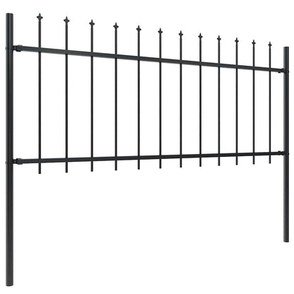 Garden Fence with Spear Top Steel 671x80 cm Black