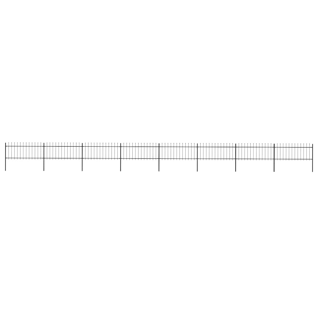 Garden Fence with Spear Top Steel 1339x80 cm Black