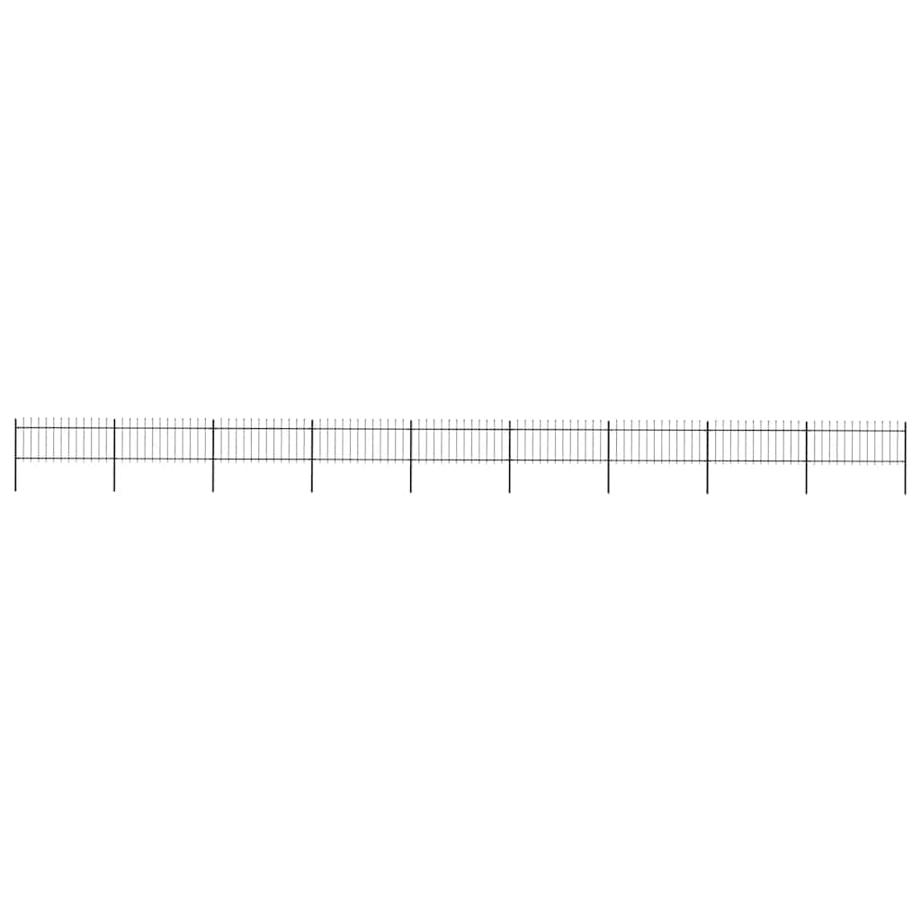 Garden Fence with Spear Top Steel 1506x80 cm Black