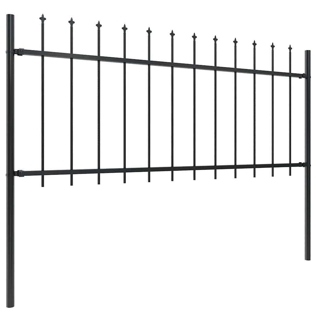 Garden Fence with Spear Top Steel 1781.5x80 cm Black