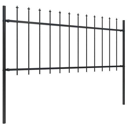 Garden Fence with Spear Top Steel 1673x80 cm Black