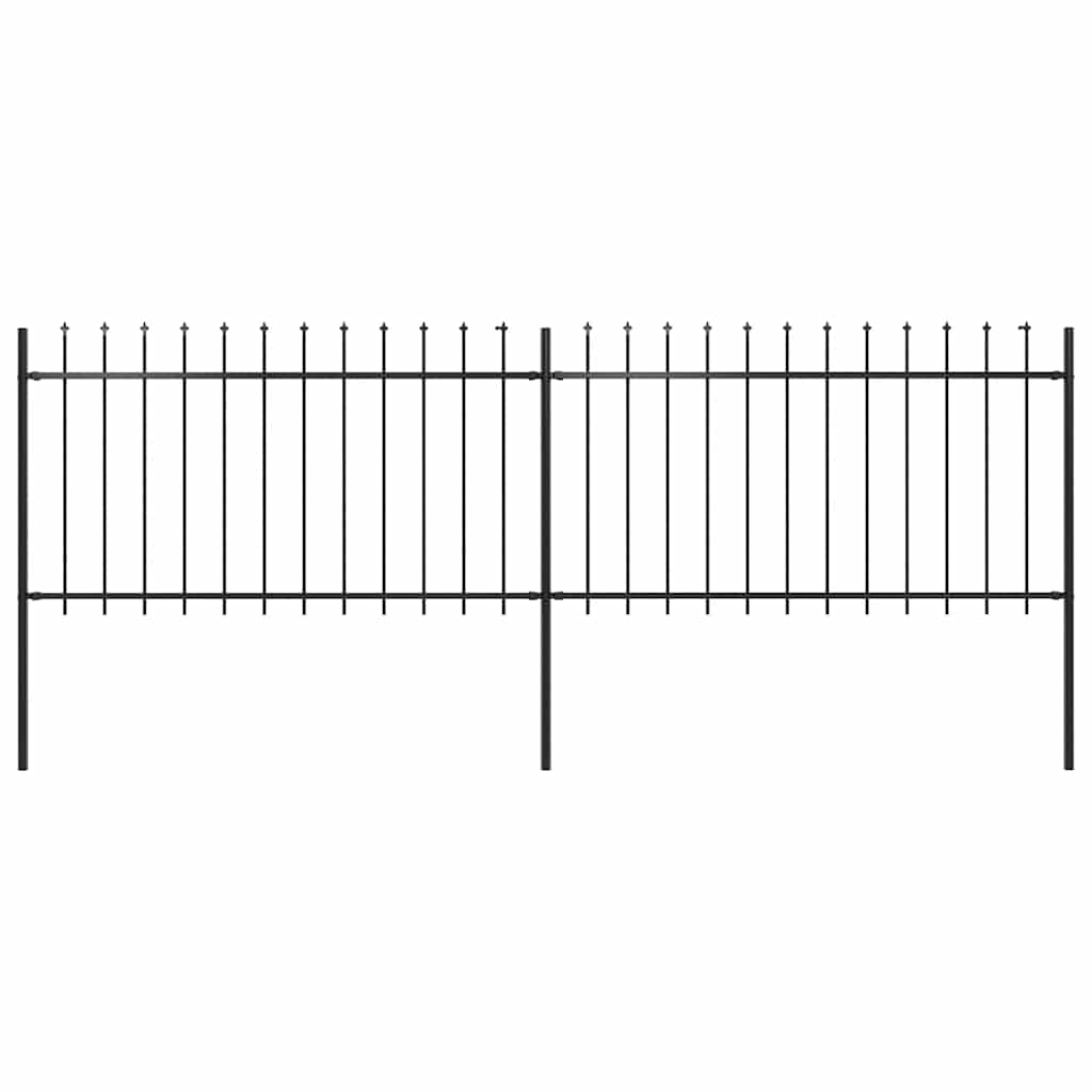 Garden Fence with Spear Top Steel 337x100 cm Black
