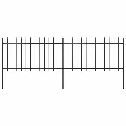 Garden Fence with Spear Top Steel 337x100 cm Black