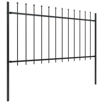 Garden Fence with Spear Top Steel 337x100 cm Black