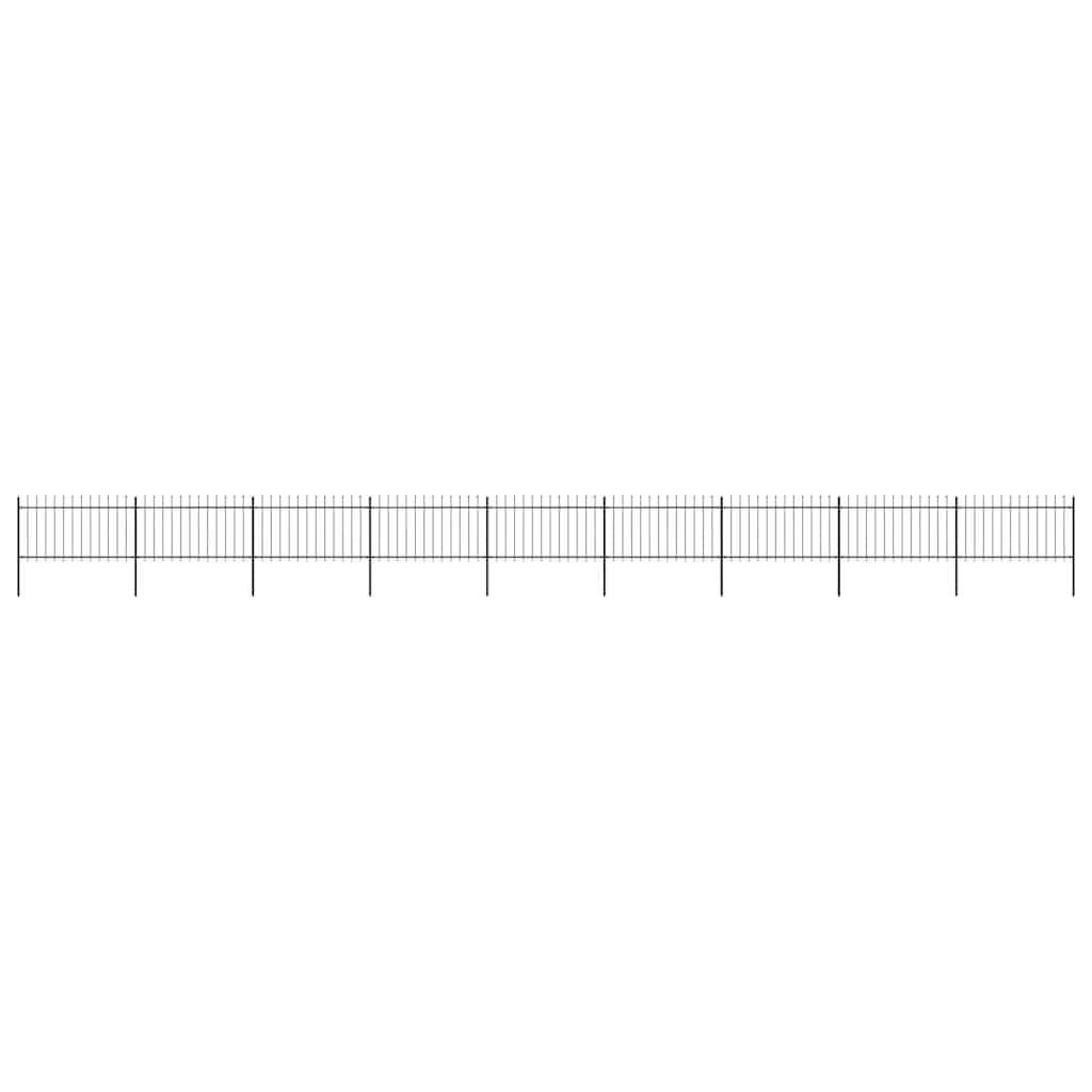 Garden Fence with Spear Top Steel 1506x100 cm Black