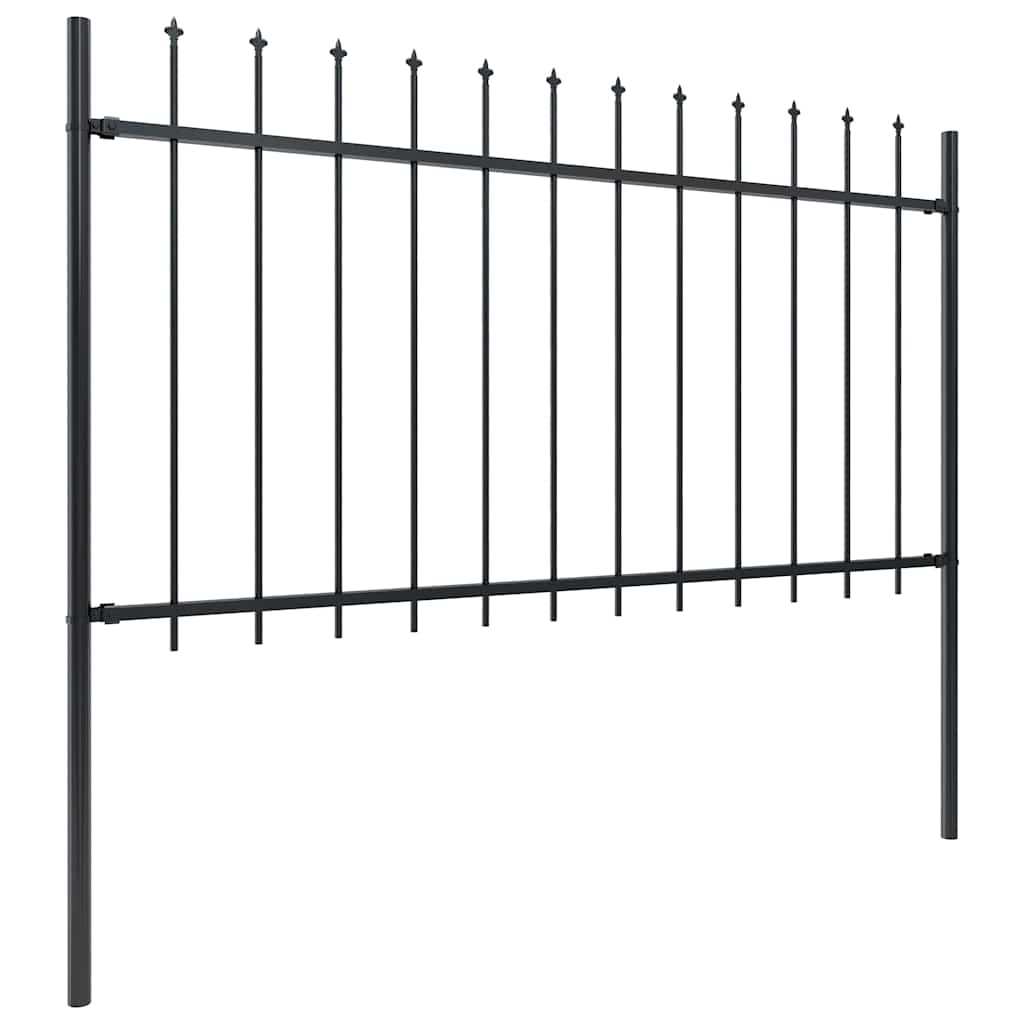 Garden Fence with Spear Top Steel 1781.5x100 cm Black