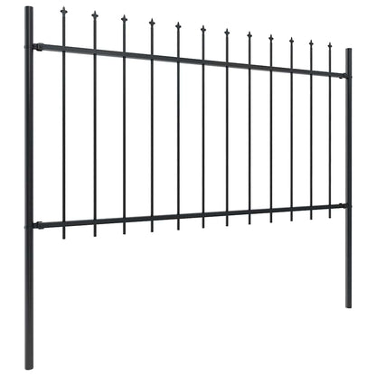 Garden Fence with Spear Top Steel 1781.5x100 cm Black