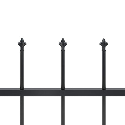 Garden Fence with Spear Top Steel 1781.5x100 cm Black