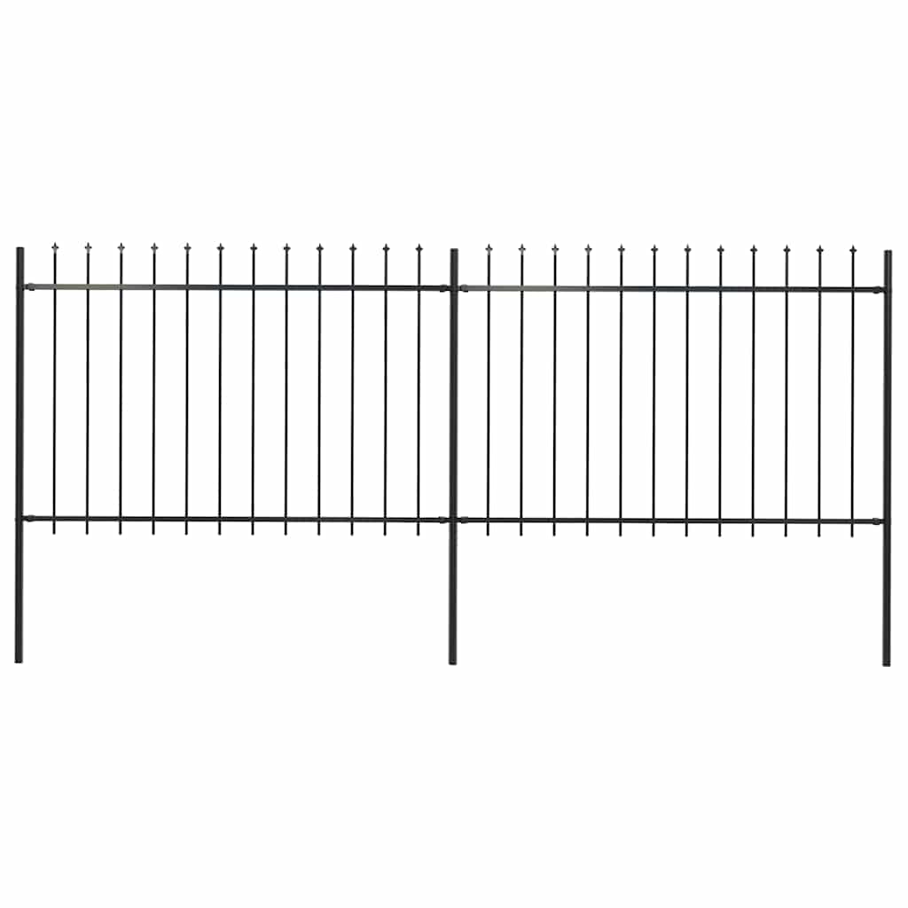 Garden Fence with Spear Top Steel 337x120 cm Black