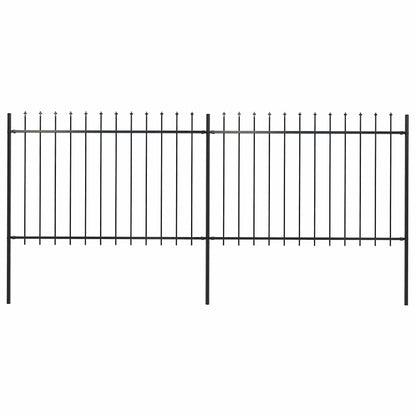 Garden Fence with Spear Top Steel 337x120 cm Black