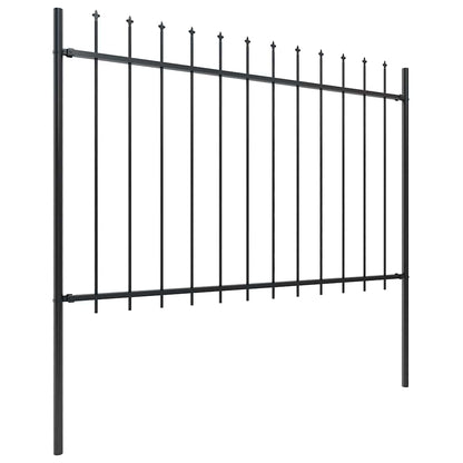 Garden Fence with Spear Top Steel 337x120 cm Black