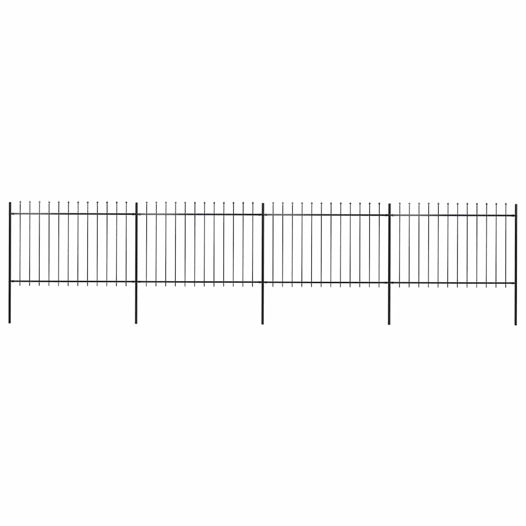 Garden Fence with Spear Top Steel 671x120 cm Black