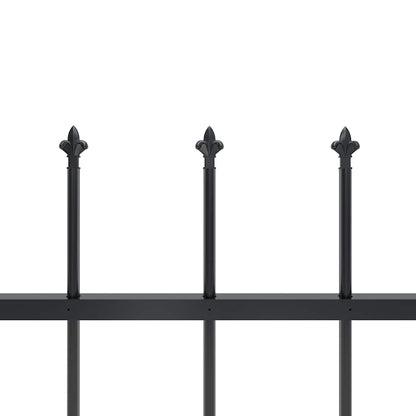 Garden Fence with Spear Top Steel 1426x120 cm Black