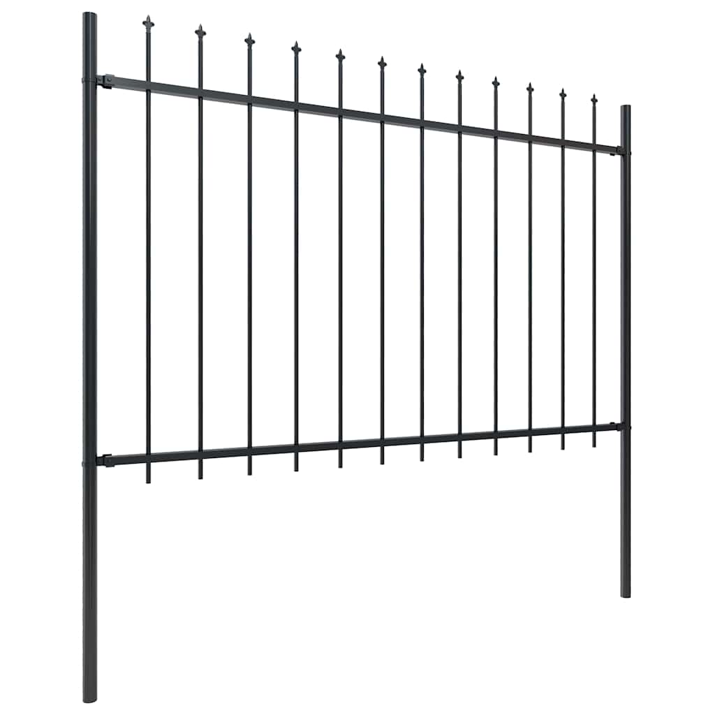 Garden Fence with Spear Top Steel 1506x120 cm Black