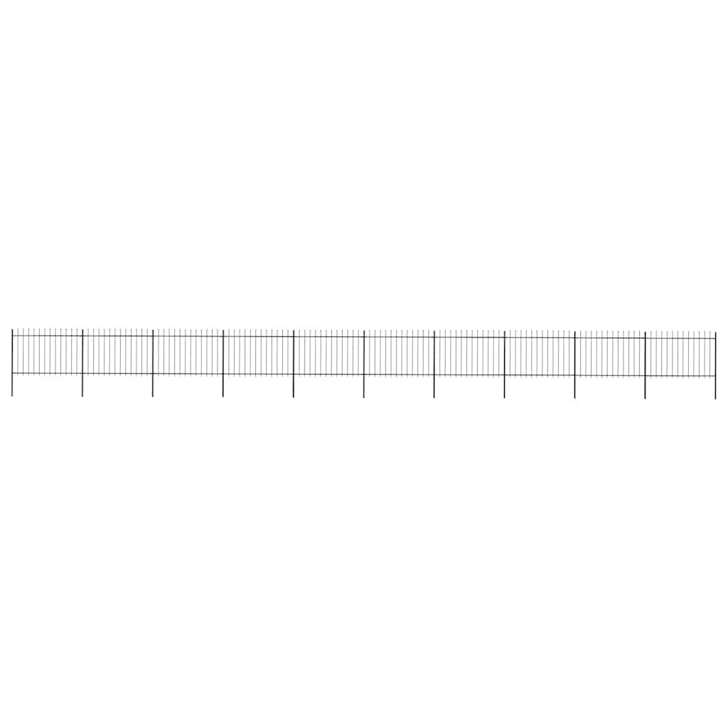 Garden Fence with Spear Top Steel 1673x120 cm Black