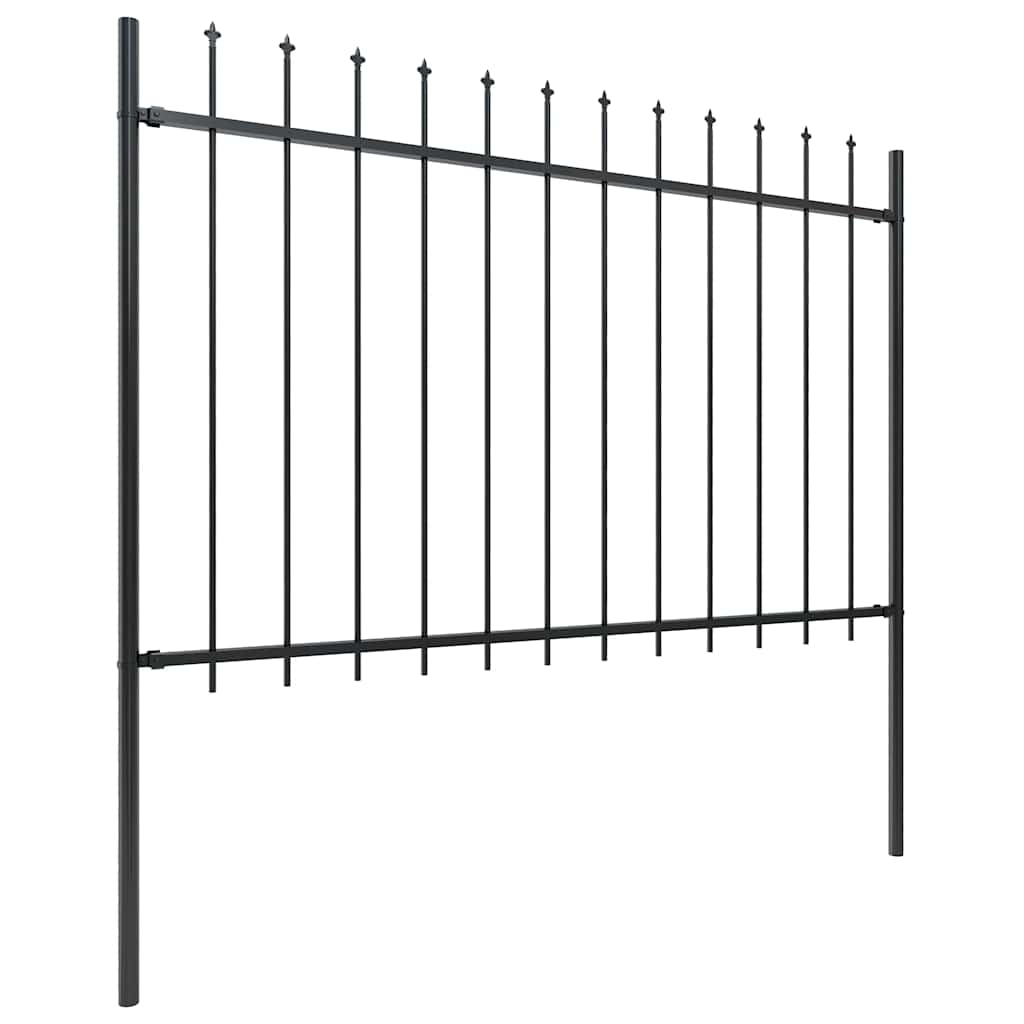 Garden Fence with Spear Top Steel 1673x120 cm Black