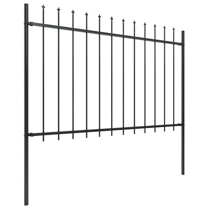 Garden Fence with Spear Top Steel 1673x120 cm Black