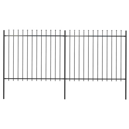 Garden Fence with Spear Top Steel 337x150 cm Black
