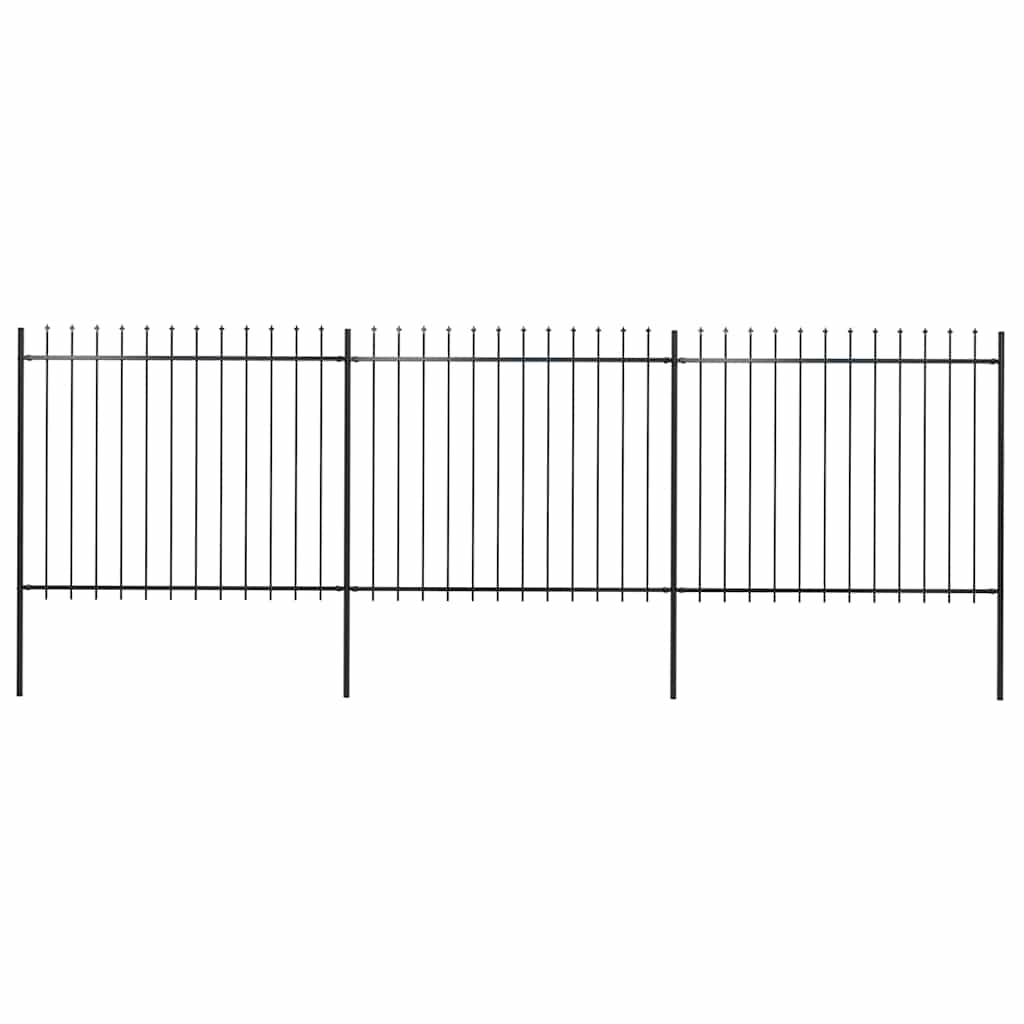 Garden Fence with Spear Top Steel 504x150 cm Black