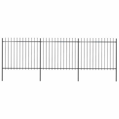 Garden Fence with Spear Top Steel 504x150 cm Black