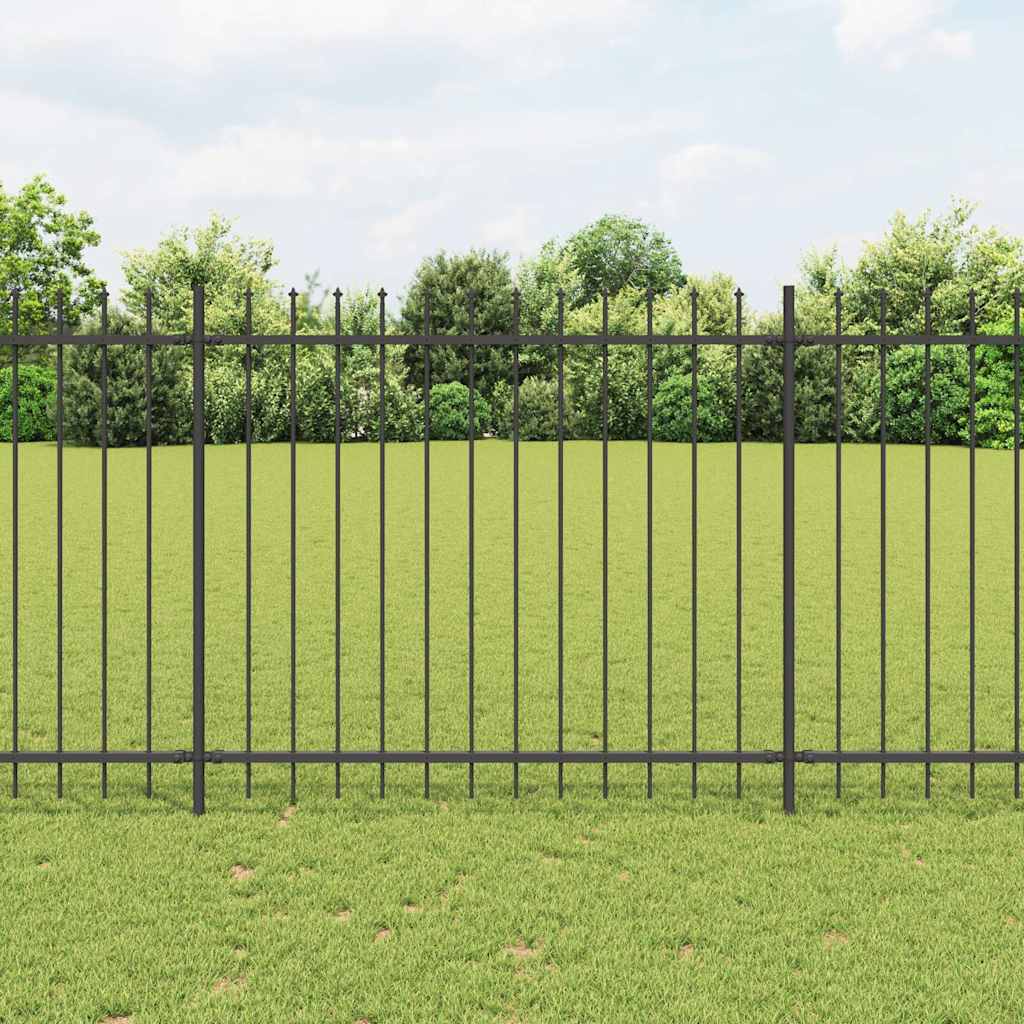 Garden Fence with Spear Top Steel 1005x150 cm Black