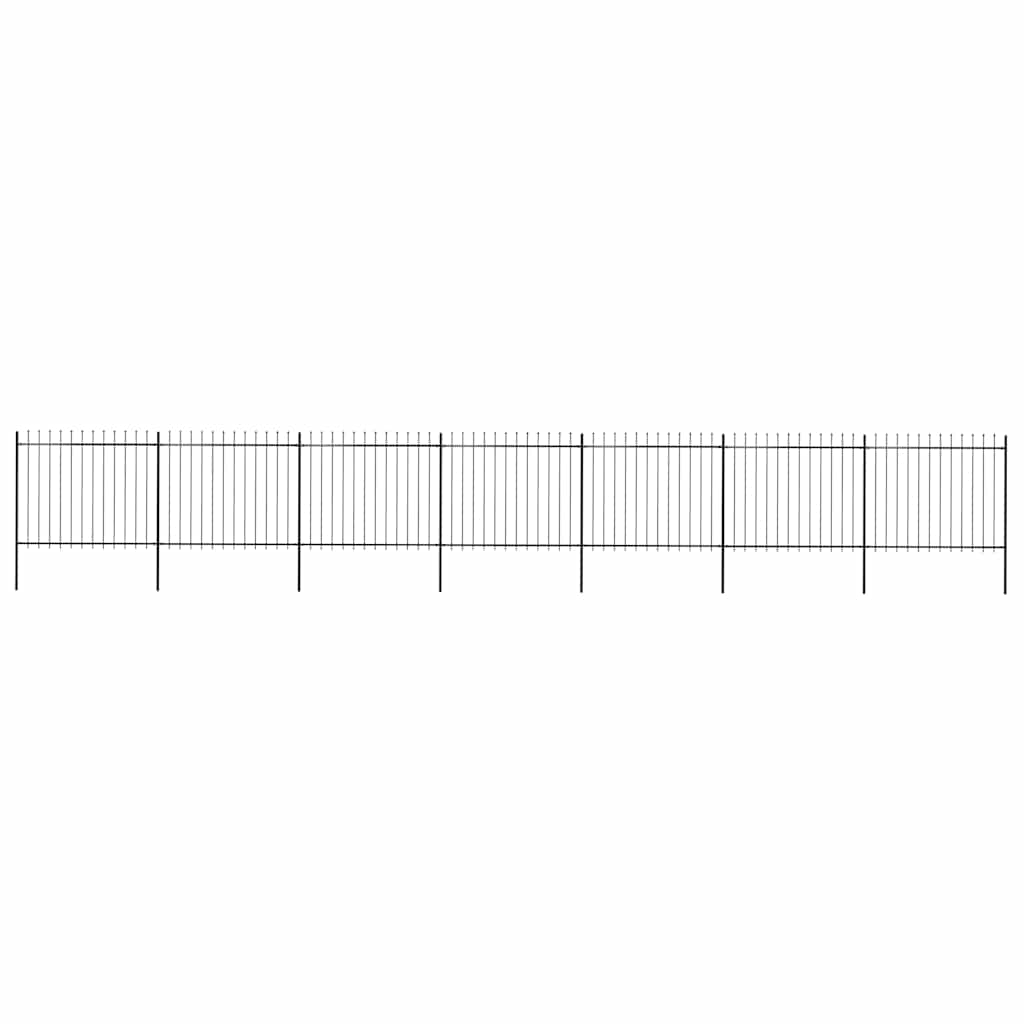 Garden Fence with Spear Top Steel 1172x150 cm Black