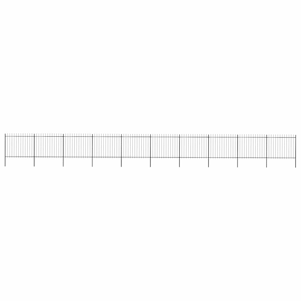 Garden Fence with Spear Top Steel 1673x150 cm Black