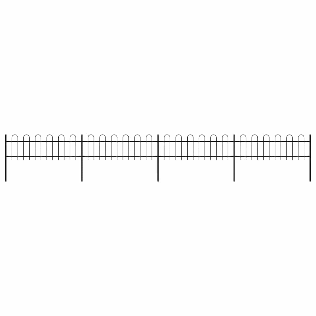 Garden Fence with Hoop Top Steel 671x60 cm Black