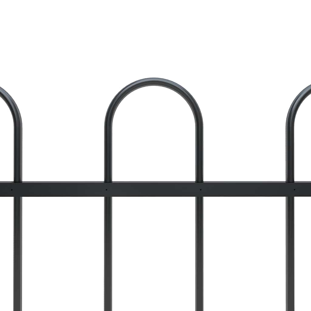 Garden Fence with Hoop Top Steel 1172x60 cm Black