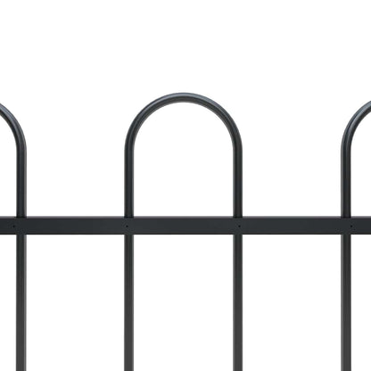 Garden Fence with Hoop Top Steel 1603.5x60 cm Black