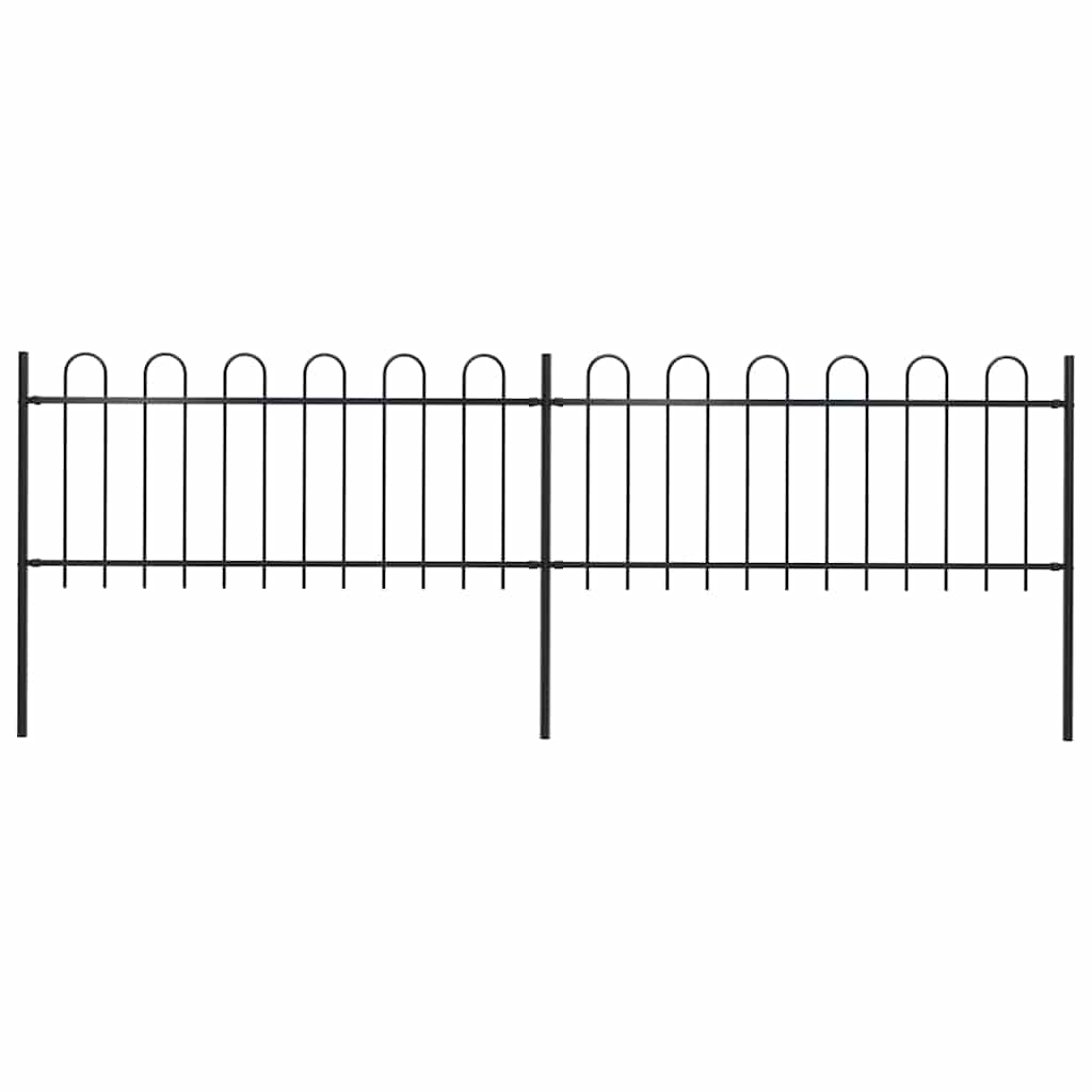 Garden Fence with Hoop Top Steel 337x80 cm Black