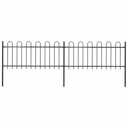 Garden Fence with Hoop Top Steel 337x80 cm Black