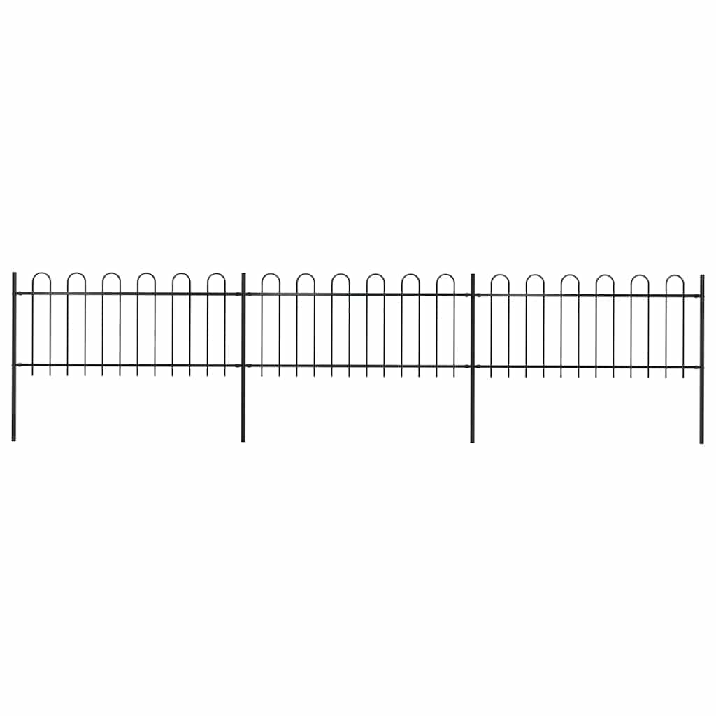 Garden Fence with Hoop Top Steel 537x80 cm Black