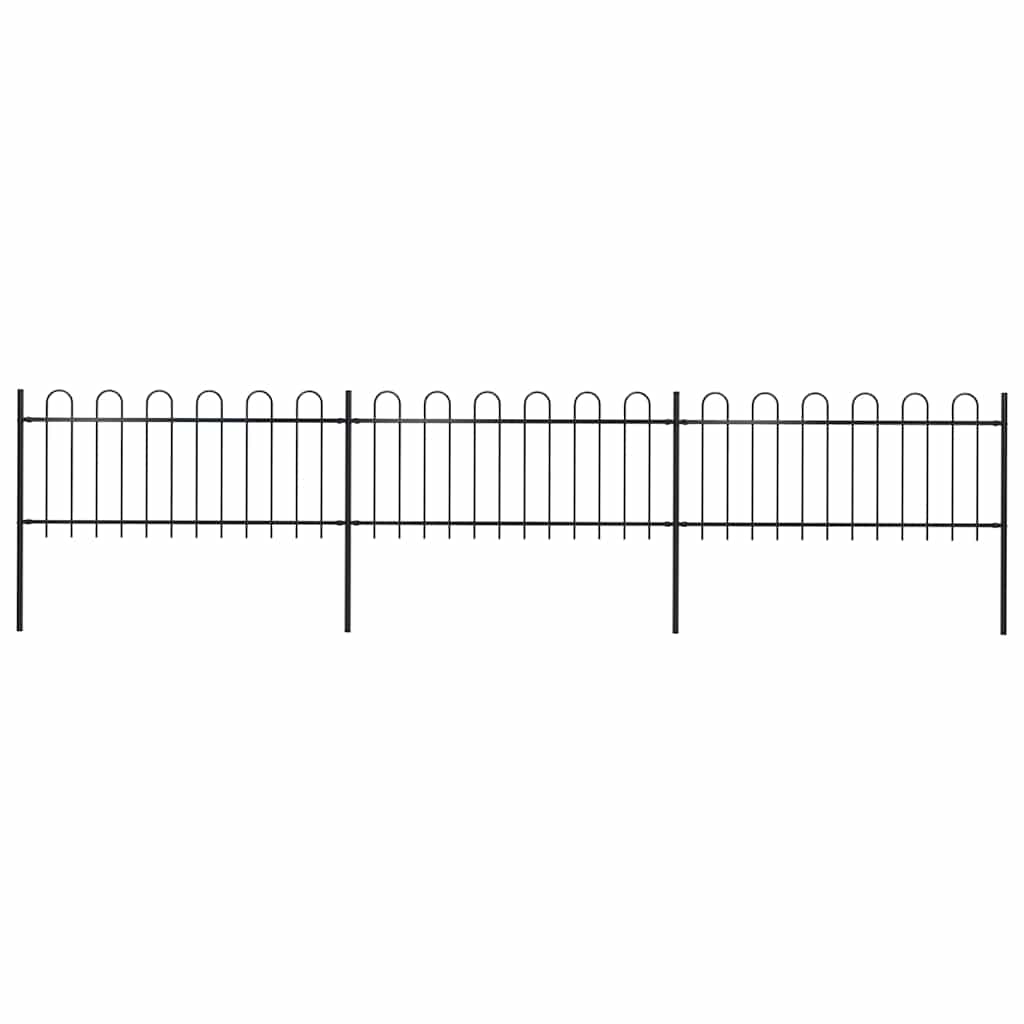 Garden Fence with Hoop Top Steel 504x80 cm Black
