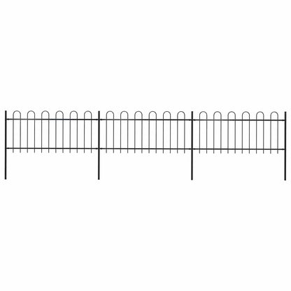 Garden Fence with Hoop Top Steel 504x80 cm Black