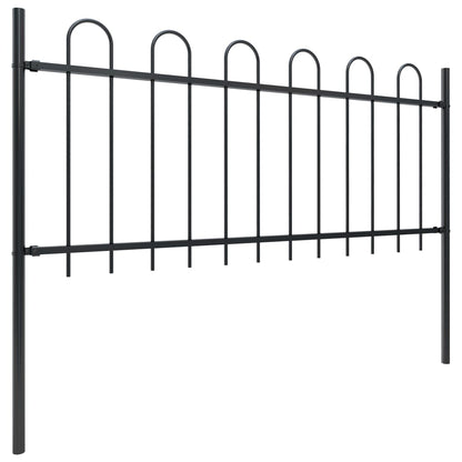 Garden Fence with Hoop Top Steel 1070x80 cm Black